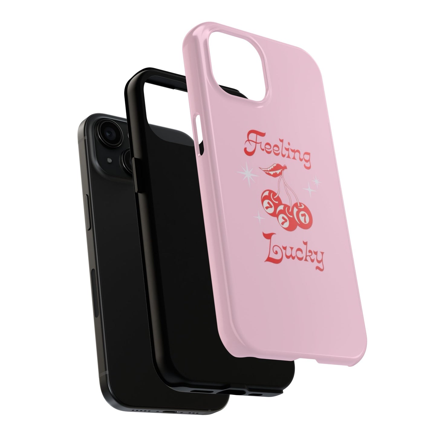 Feeling Lucky Pink Aesthetic Glossy Phone Case, Affirmations