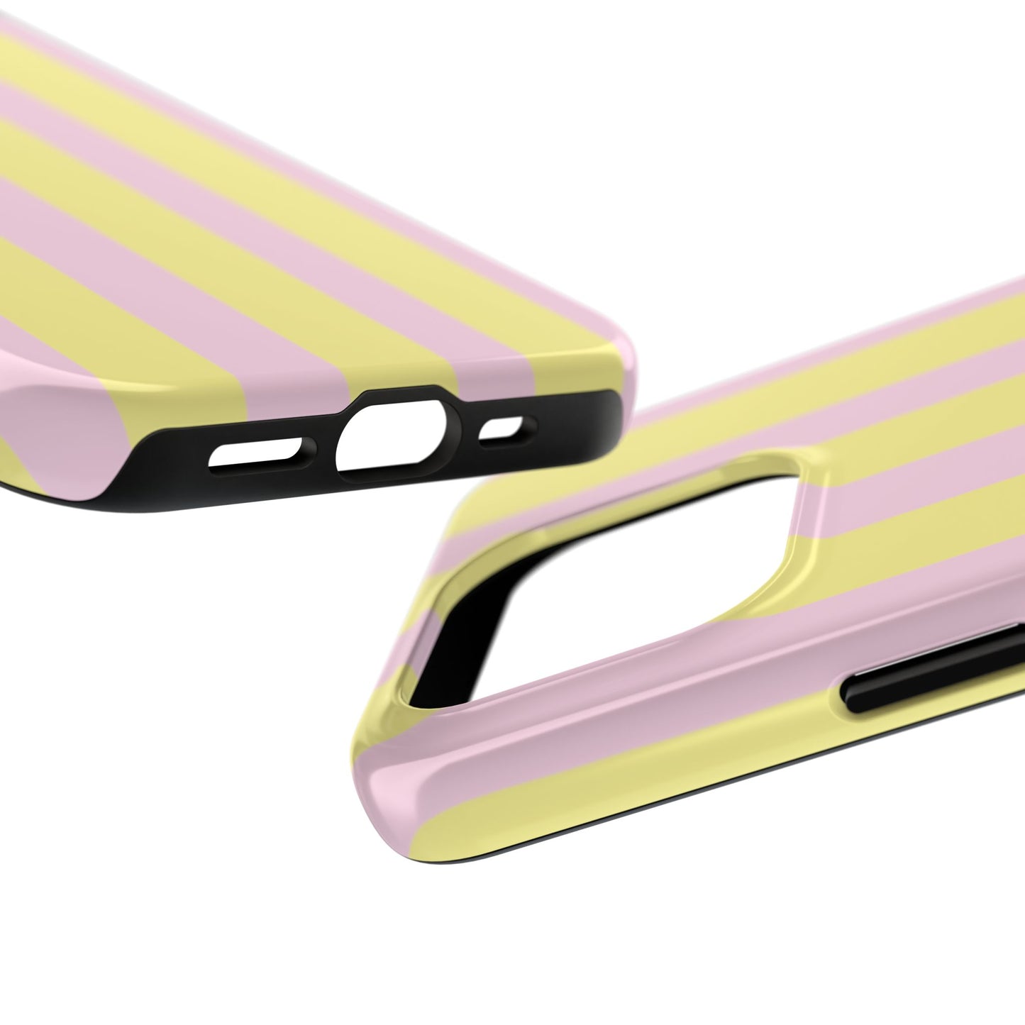 Pastel striped phone case, Pink and yellow stripes