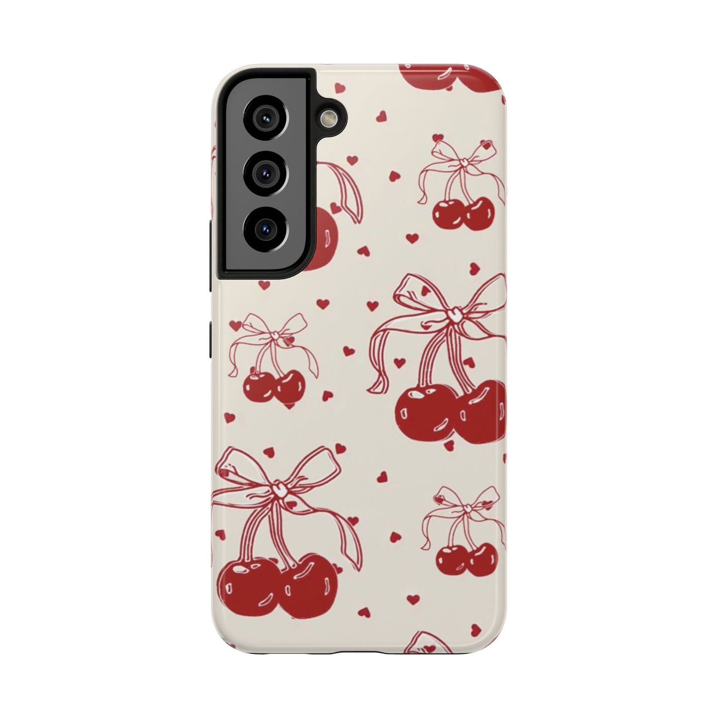 Red Cherry Pattern Fashion Aesthetic Glossy Phone Case