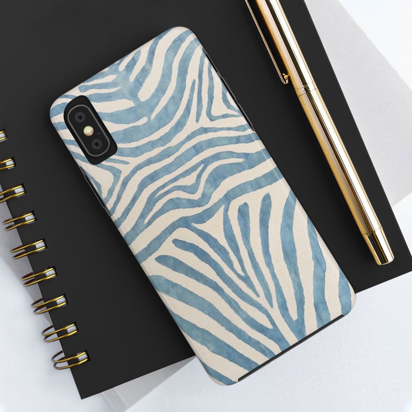 Blue Zebra Print Aesthetic Phone Case