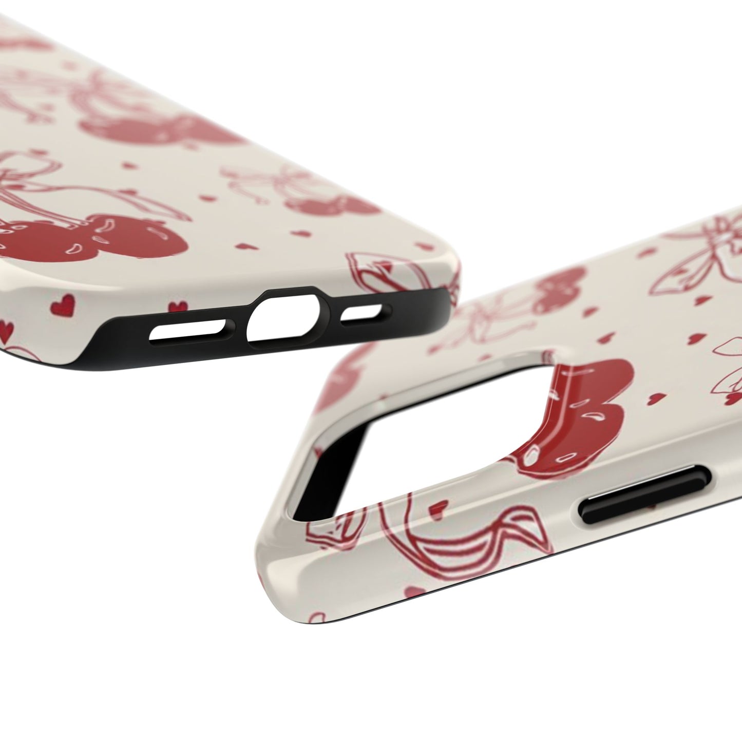 Red Cherry Pattern Fashion Aesthetic Glossy Phone Case