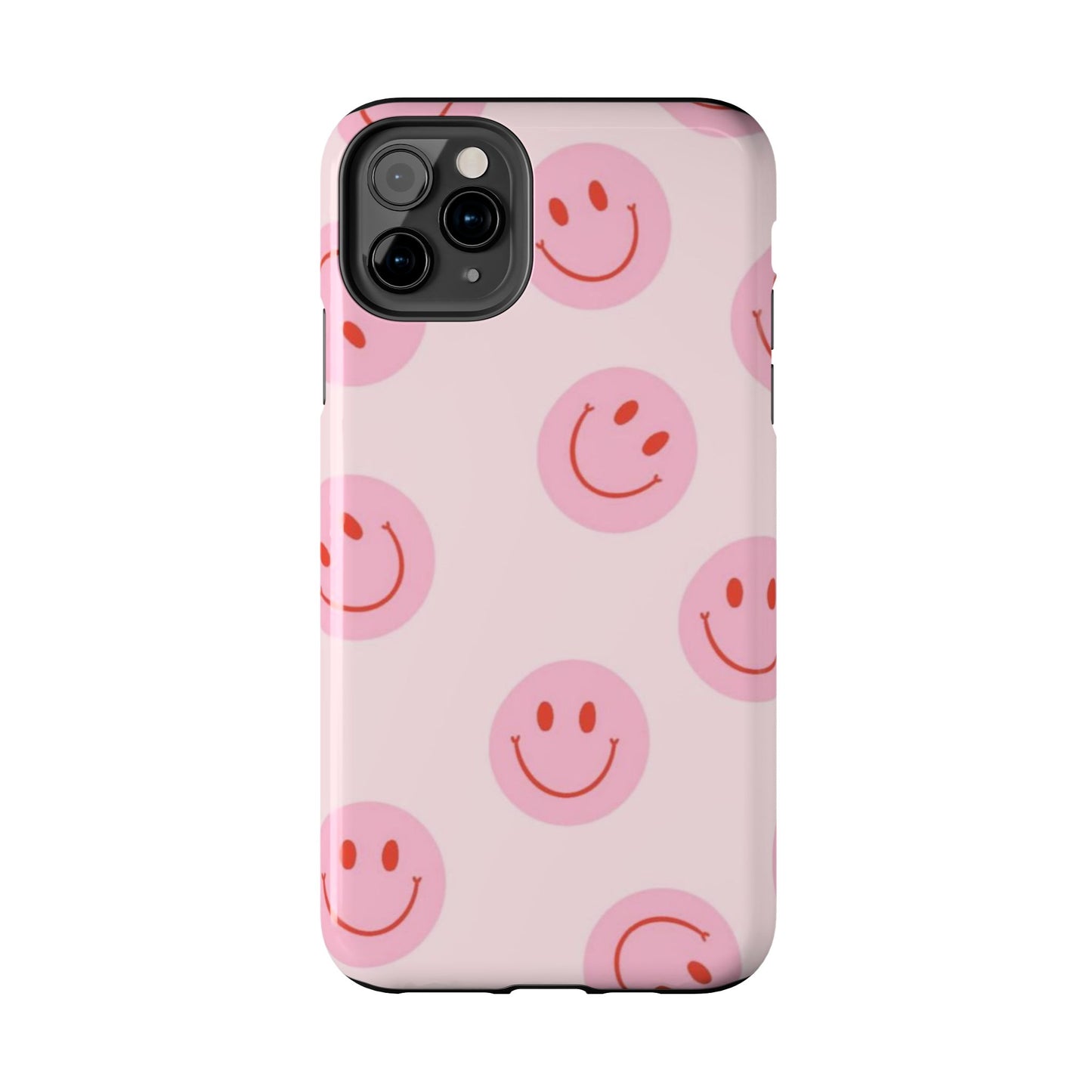 Smiley Face Pink Aesthetic Glossy Phone Case