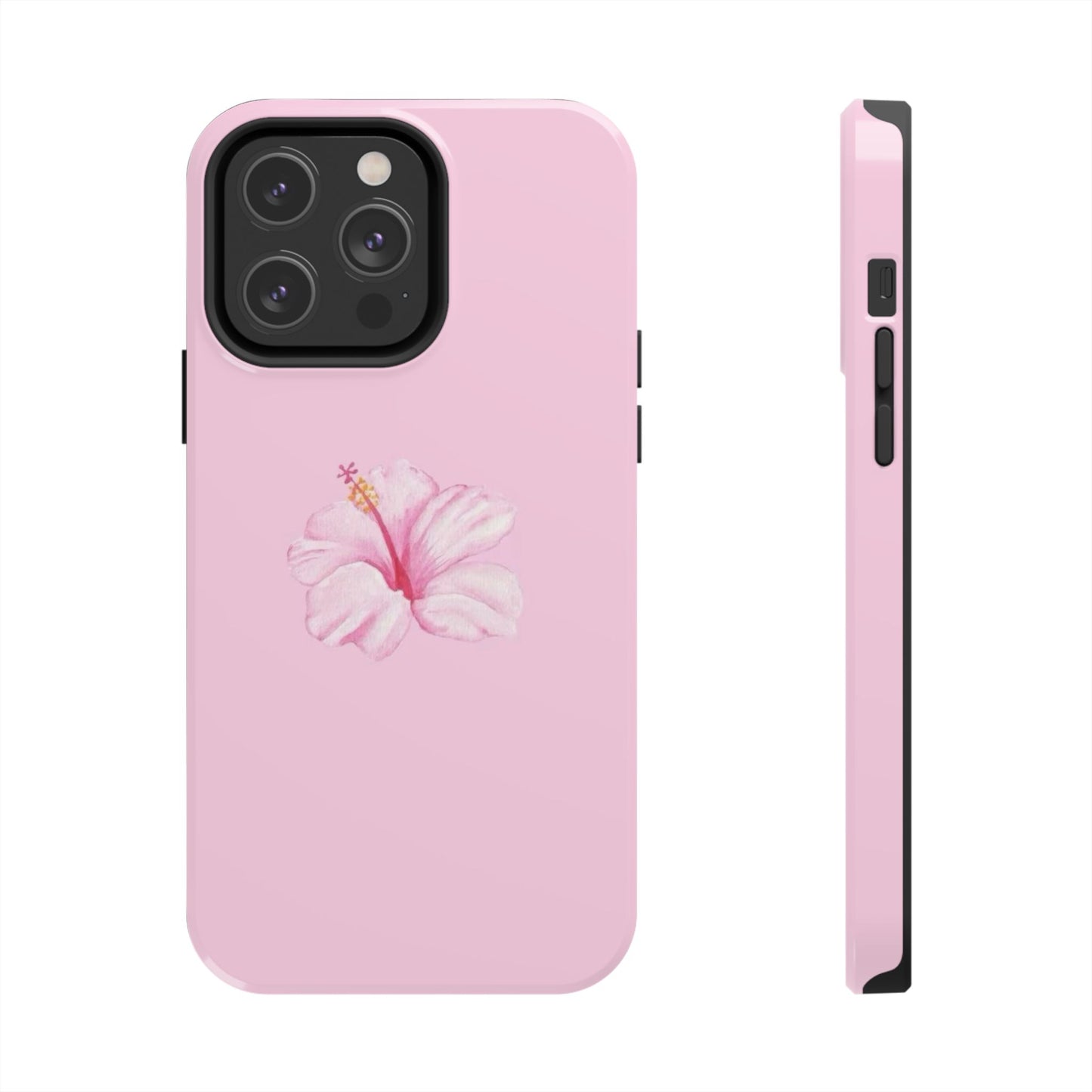 Hibiscus Flower Phone Case, Pink, Tropical, Hawaiin, Clean Girl Aesthetic, Preppy, Glossy Phone Case