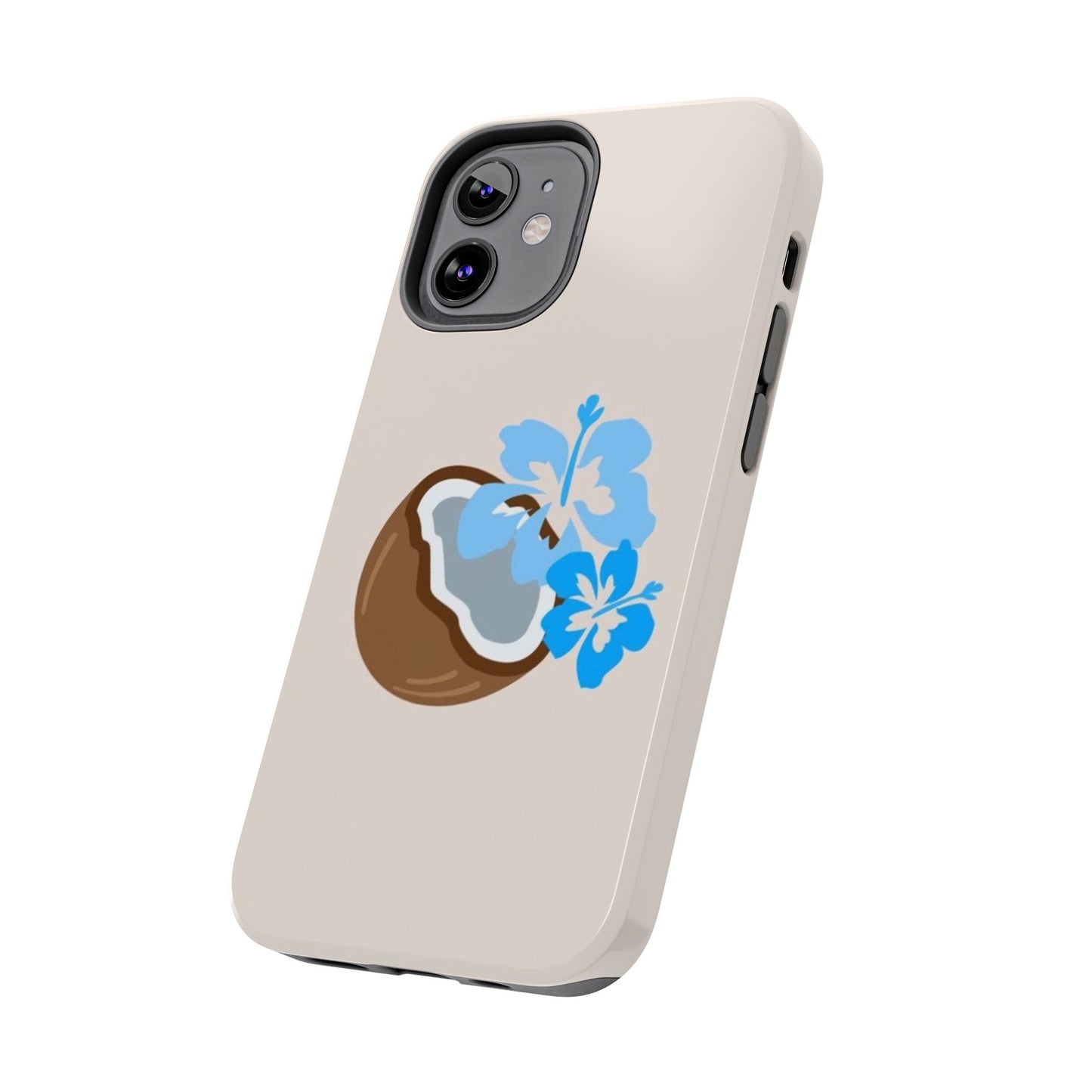 Hawaiian Cute Phone Case, Coconut, Hibiscus, Summery, Tropical, Clean Girl Aesthetic, Preppy, Glossy Phone Case