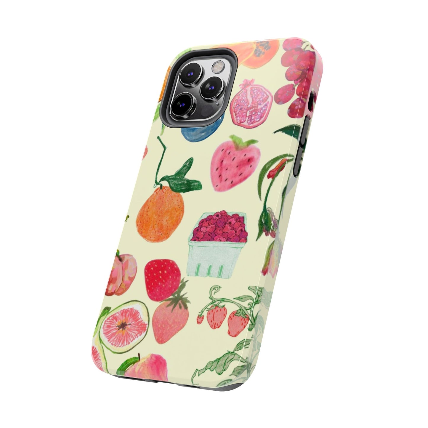 Fruit Print Phone Case, Yellow, Aesthetic, Hailey Bieber, Matilda Djerf, LA, Preppy, Clean Girl, Glossy Phone Case