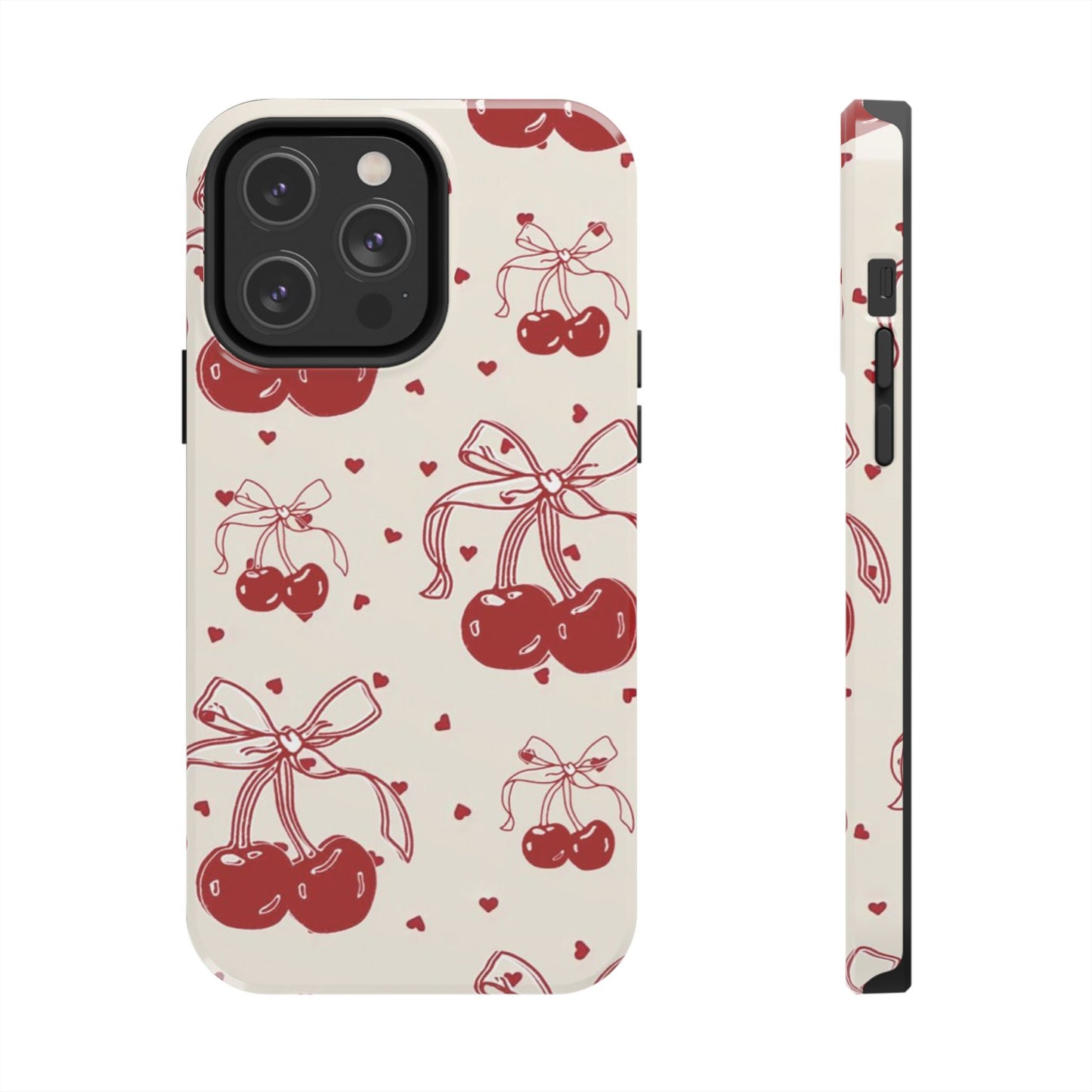 Red Cherry Pattern Fashion Aesthetic Glossy Phone Case