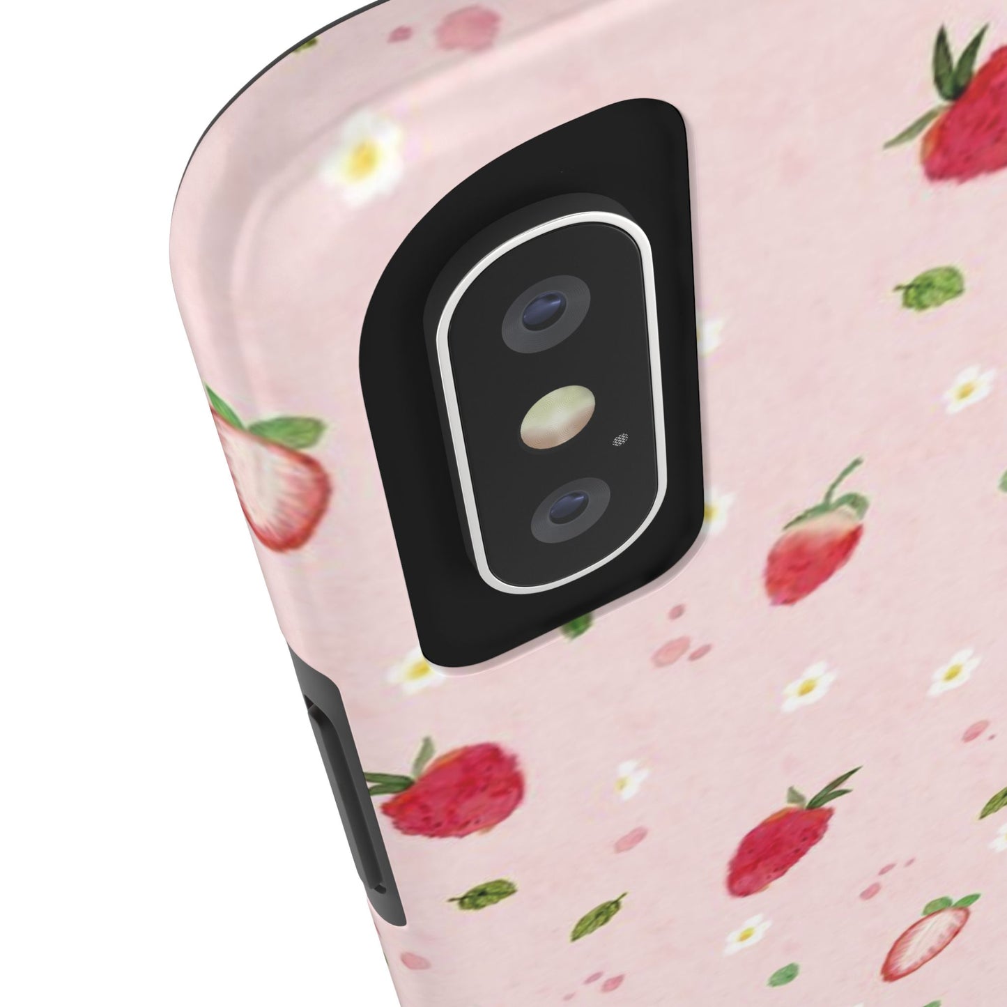 Strawberry Coquette Phone Case, Pink, Farmcore, Garden, Fairy, Spring Vibes, Fruit, Cute, Clean Girl, Glossy Phone Case