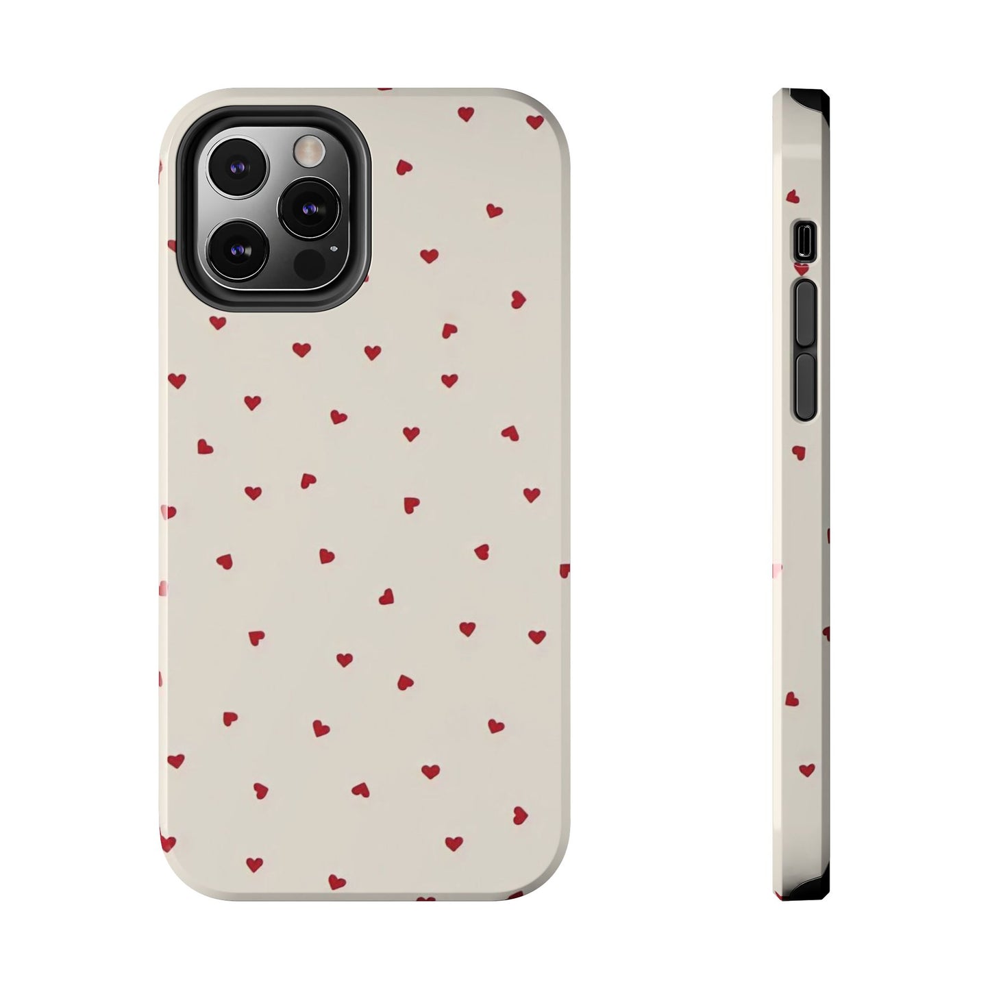 Glossy Phone Case, Red Heart Print, Coquette, Aesthetic Phone Case