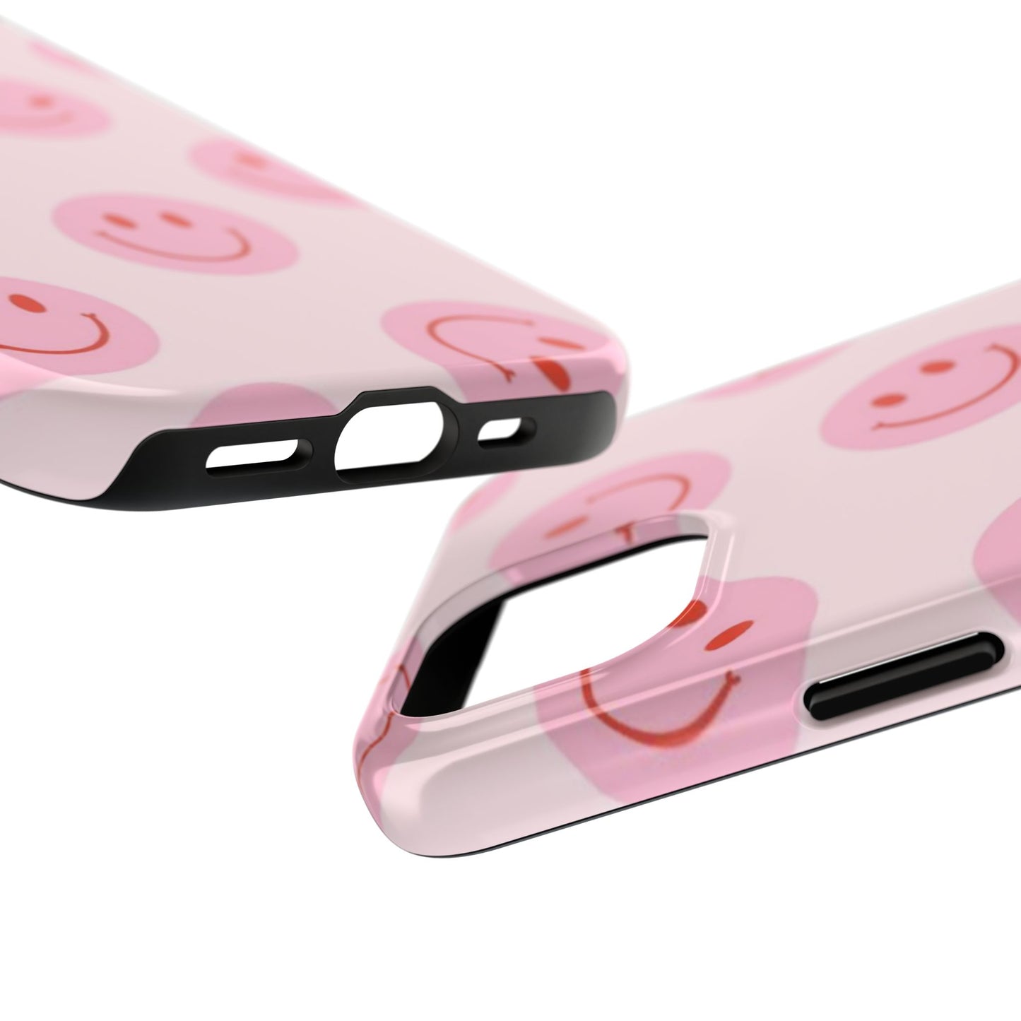 Smiley Face Pink Aesthetic Glossy Phone Case