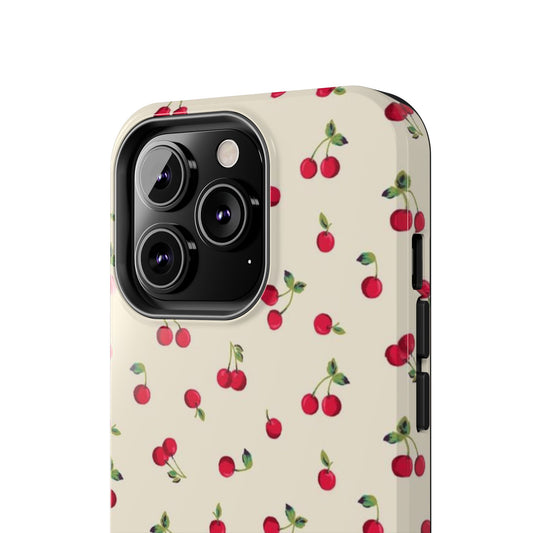 Cherry Print Glossy Phone Case, Feminine, Cutesy