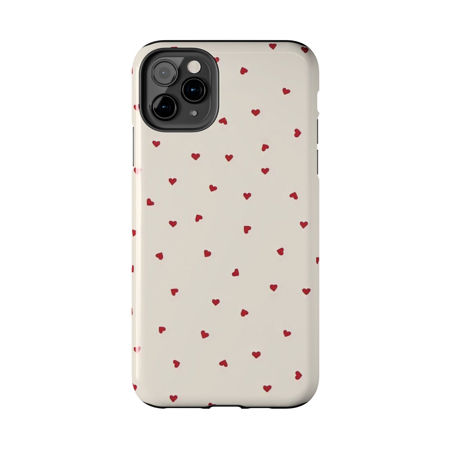 Glossy Phone Case, Red Heart Print, Coquette, Aesthetic Phone Case