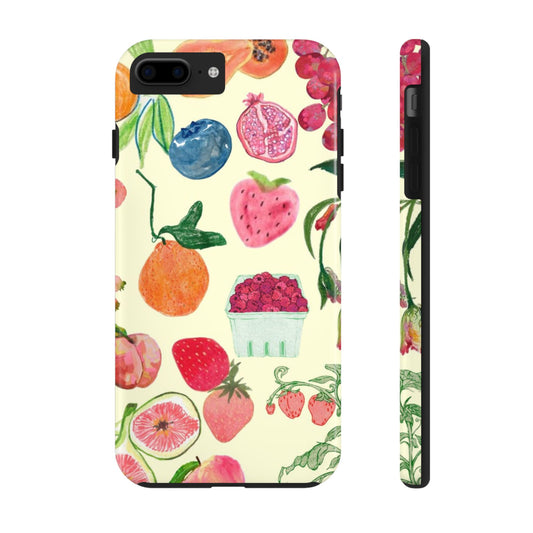 Fruit Print Phone Case, Yellow, Aesthetic, Hailey Bieber, Matilda Djerf, LA, Preppy, Clean Girl, Glossy Phone Case