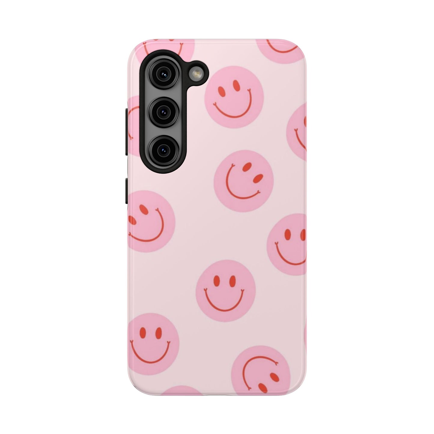 Smiley Face Pink Aesthetic Glossy Phone Case