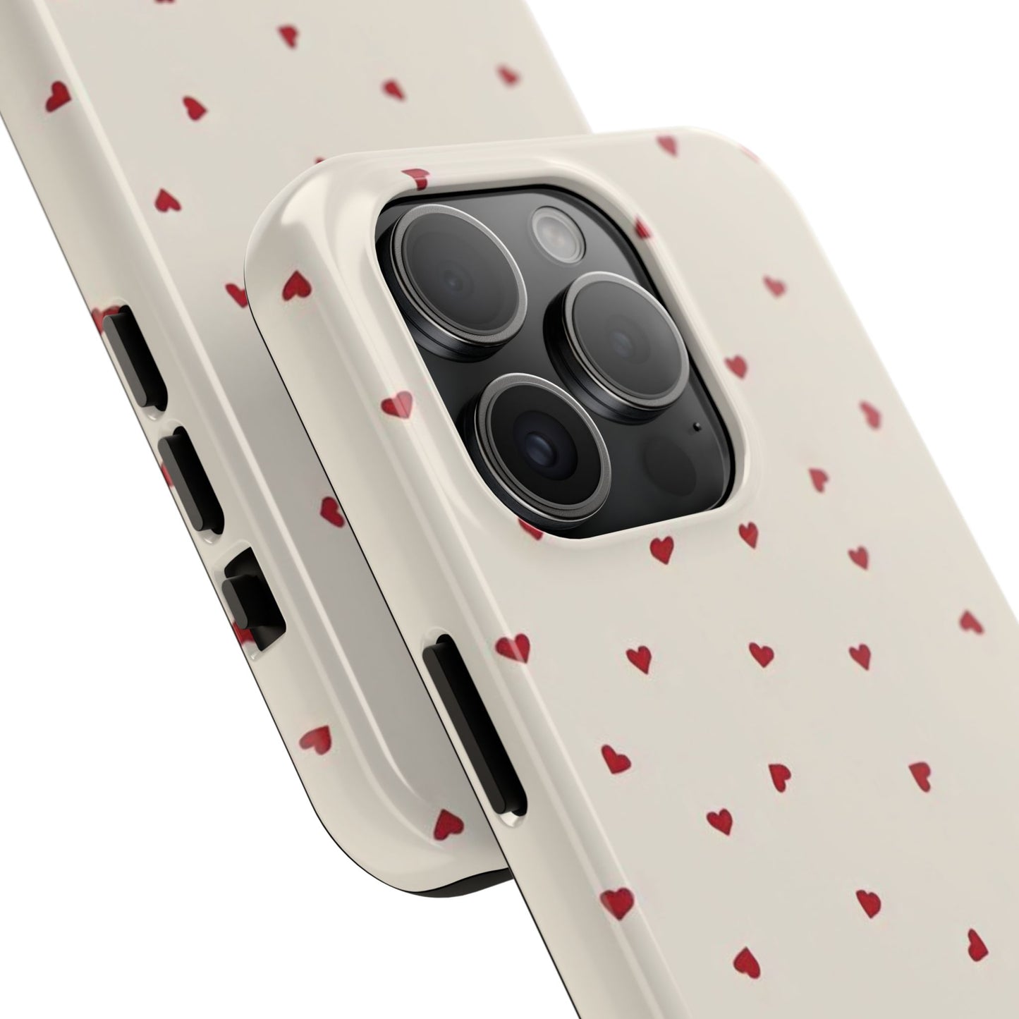 Glossy Phone Case, Red Heart Print, Coquette, Aesthetic Phone Case