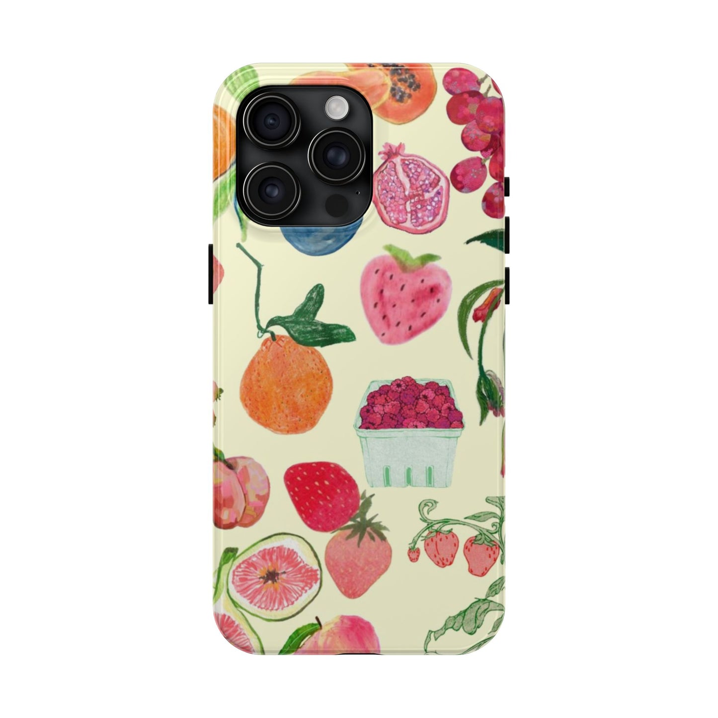 Fruit Print Phone Case, Yellow, Aesthetic, Hailey Bieber, Matilda Djerf, LA, Preppy, Clean Girl, Glossy Phone Case
