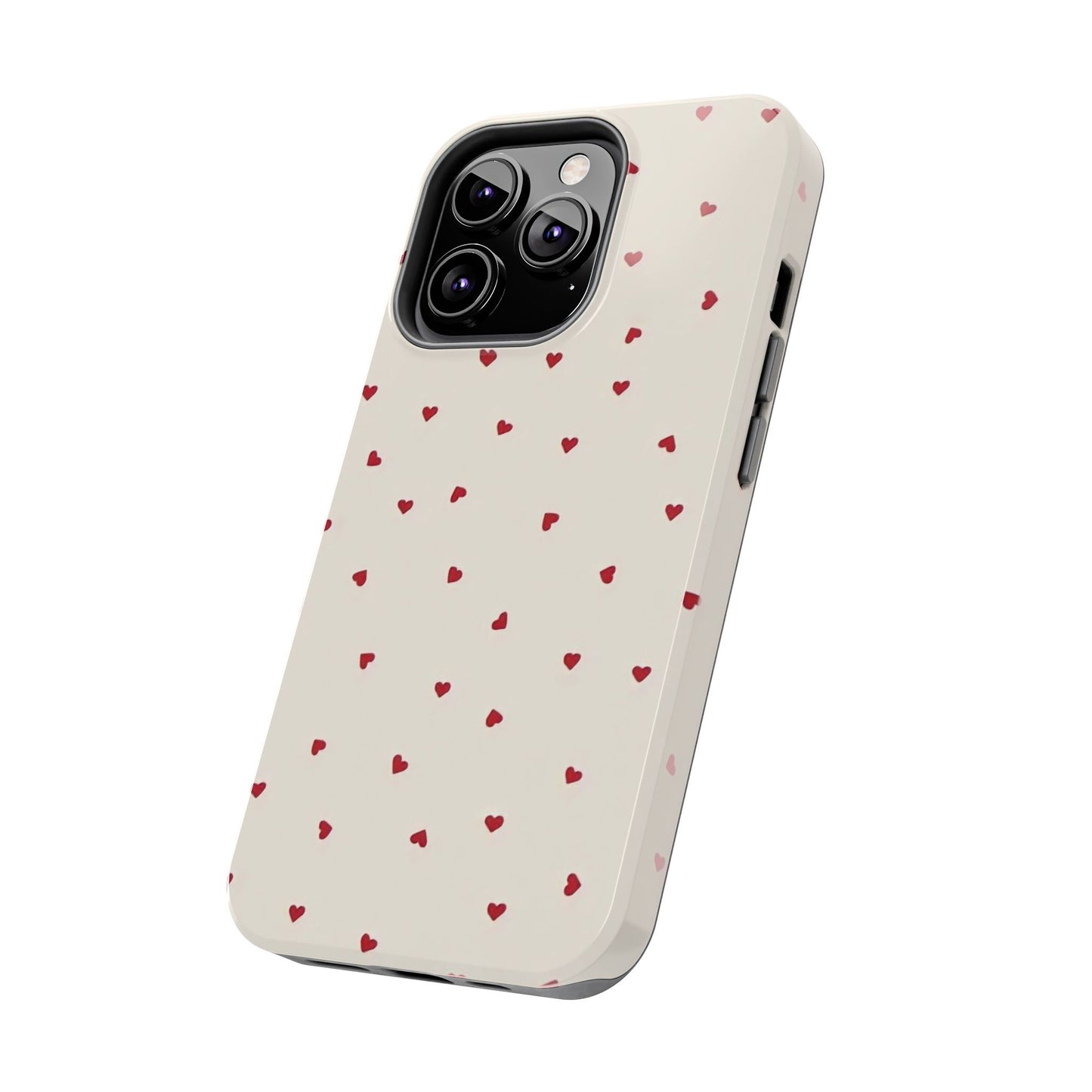 Glossy Phone Case, Red Heart Print, Coquette, Aesthetic Phone Case