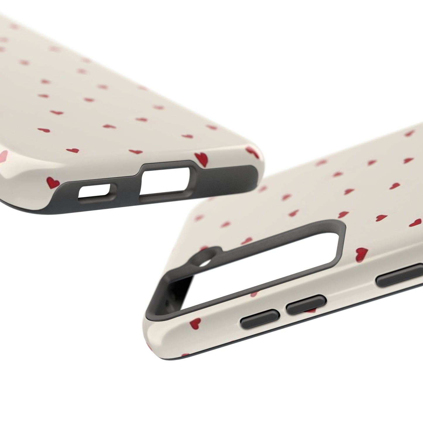 Glossy Phone Case, Red Heart Print, Coquette, Aesthetic Phone Case