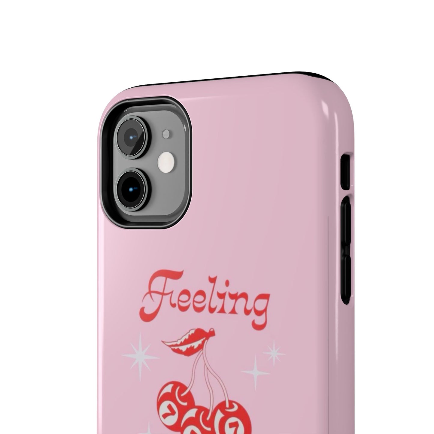 Feeling Lucky Pink Aesthetic Glossy Phone Case, Affirmations