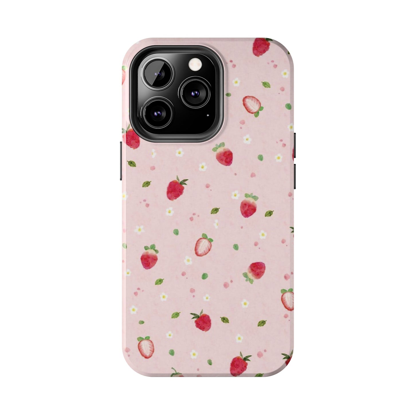 Strawberry Coquette Phone Case, Pink, Farmcore, Garden, Fairy, Spring Vibes, Fruit, Cute, Clean Girl, Glossy Phone Case