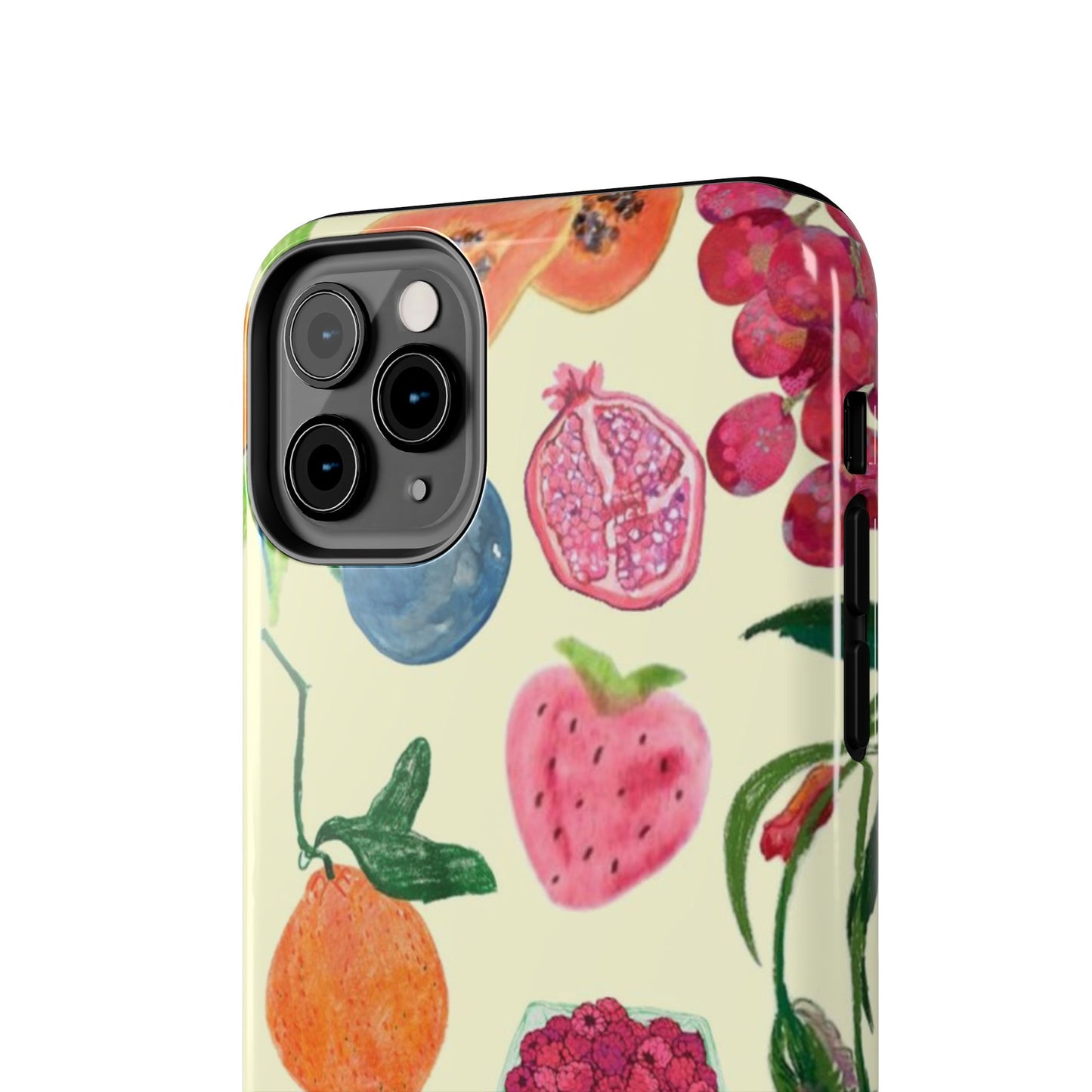 Fruit Print Phone Case, Yellow, Aesthetic, Hailey Bieber, Matilda Djerf, LA, Preppy, Clean Girl, Glossy Phone Case