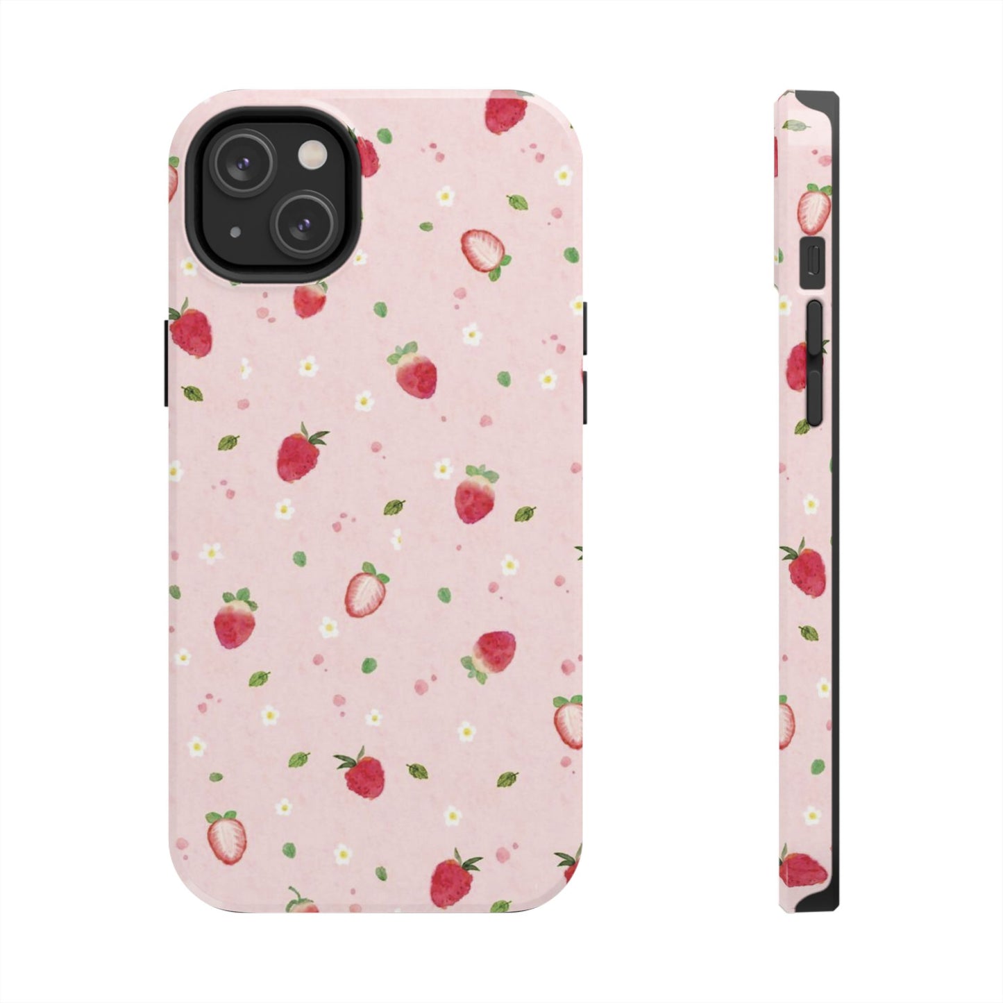 Strawberry Coquette Phone Case, Pink, Farmcore, Garden, Fairy, Spring Vibes, Fruit, Cute, Clean Girl, Glossy Phone Case