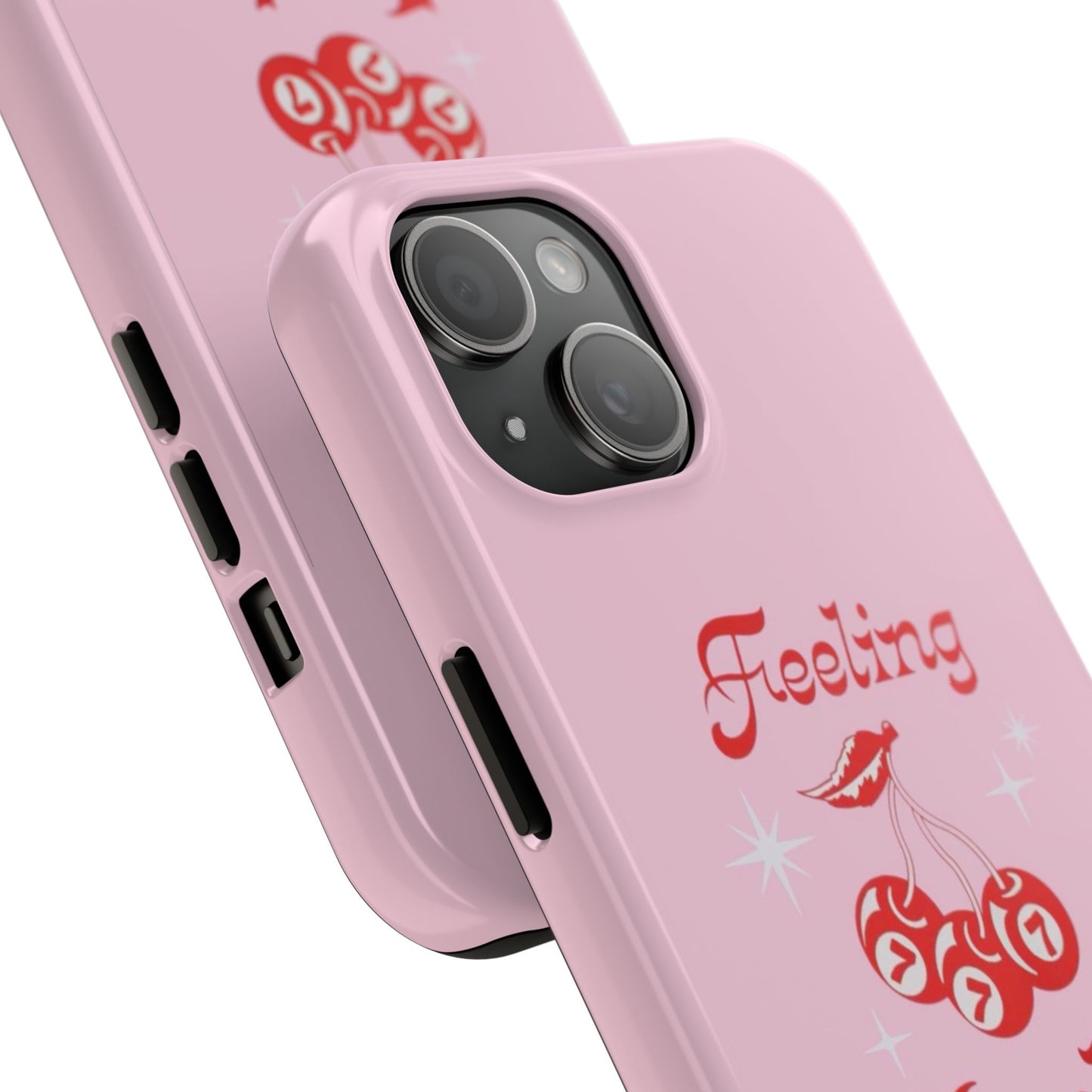 Feeling Lucky Pink Aesthetic Glossy Phone Case, Affirmations