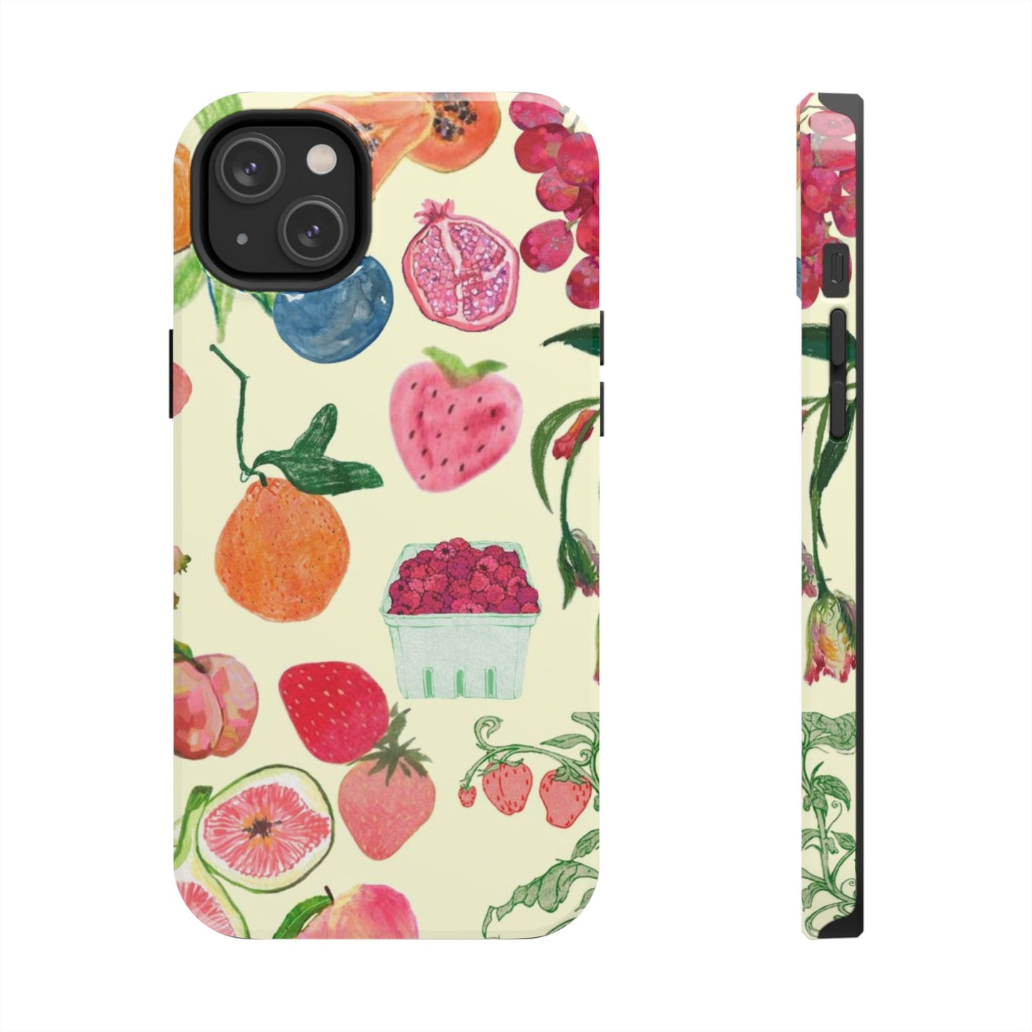 Fruit Print Phone Case, Yellow, Aesthetic, Hailey Bieber, Matilda Djerf, LA, Preppy, Clean Girl, Glossy Phone Case