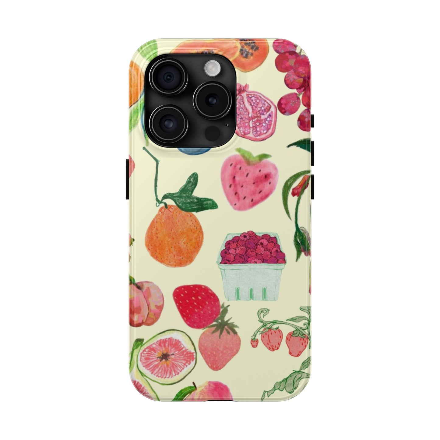 Fruit Print Phone Case, Yellow, Aesthetic, Hailey Bieber, Matilda Djerf, LA, Preppy, Clean Girl, Glossy Phone Case