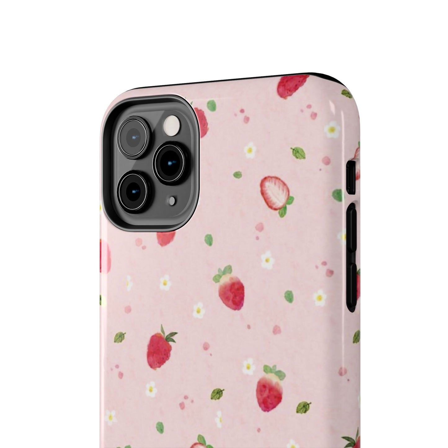 Strawberry Coquette Phone Case, Pink, Farmcore, Garden, Fairy, Spring Vibes, Fruit, Cute, Clean Girl, Glossy Phone Case