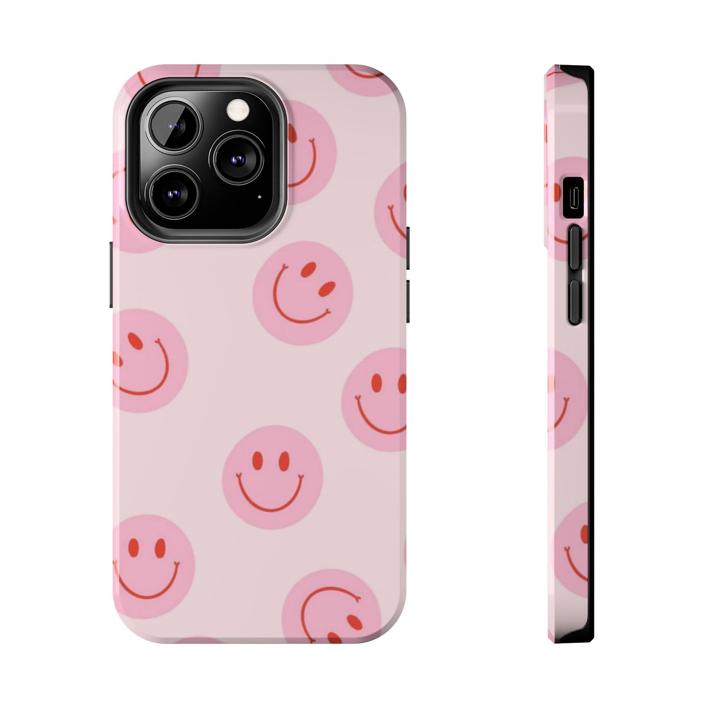 Smiley Face Pink Aesthetic Glossy Phone Case