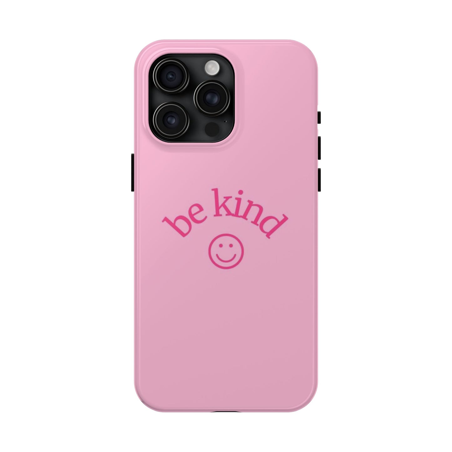 Be Kind Smiley Face Phone Case, Pink, Glossy