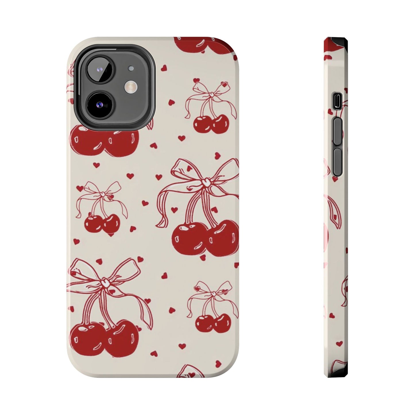 Red Cherry Pattern Fashion Aesthetic Glossy Phone Case