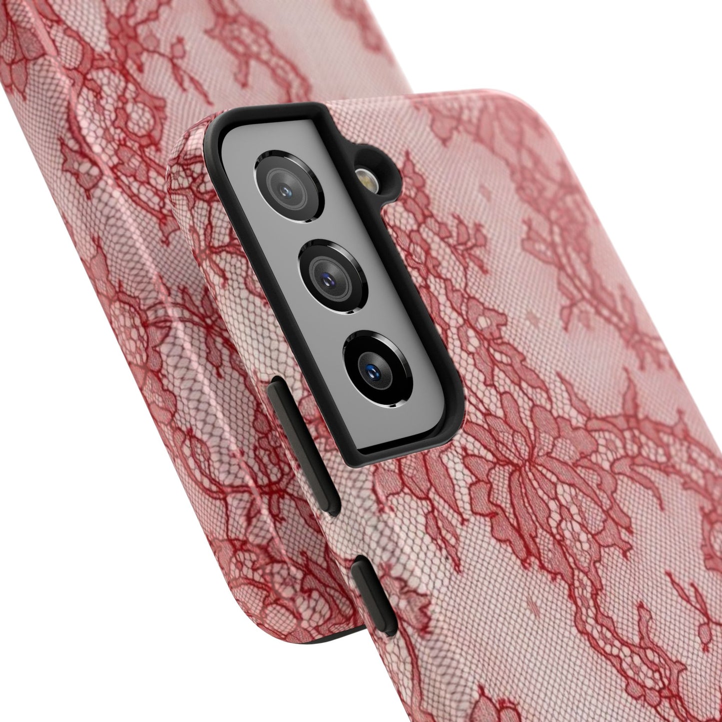 Red Lace Print Phone Case, Cool Girl Aesthetic, Glossy Phone Case, Faux Lace, Red Lace