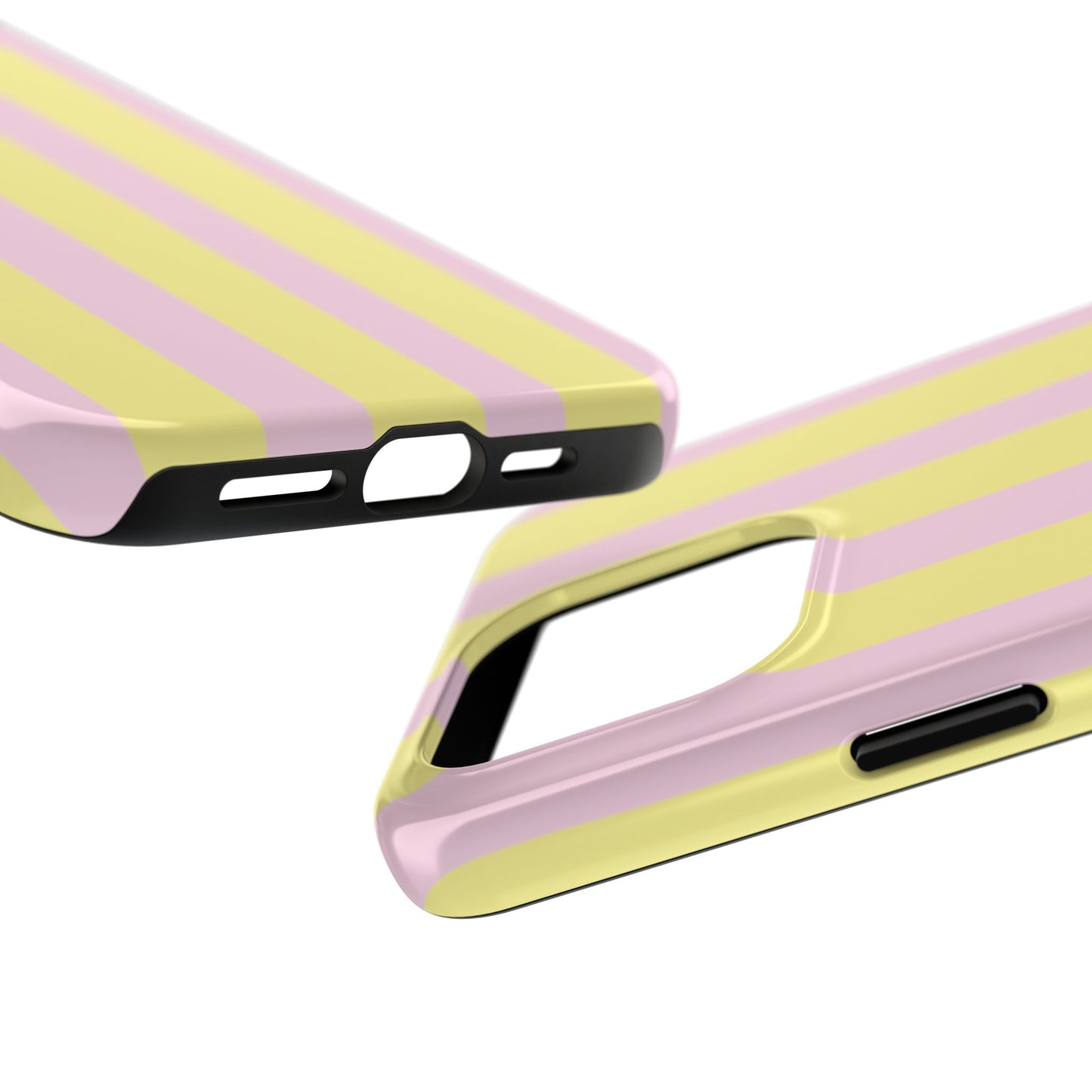 Pastel striped phone case, Pink and yellow stripes