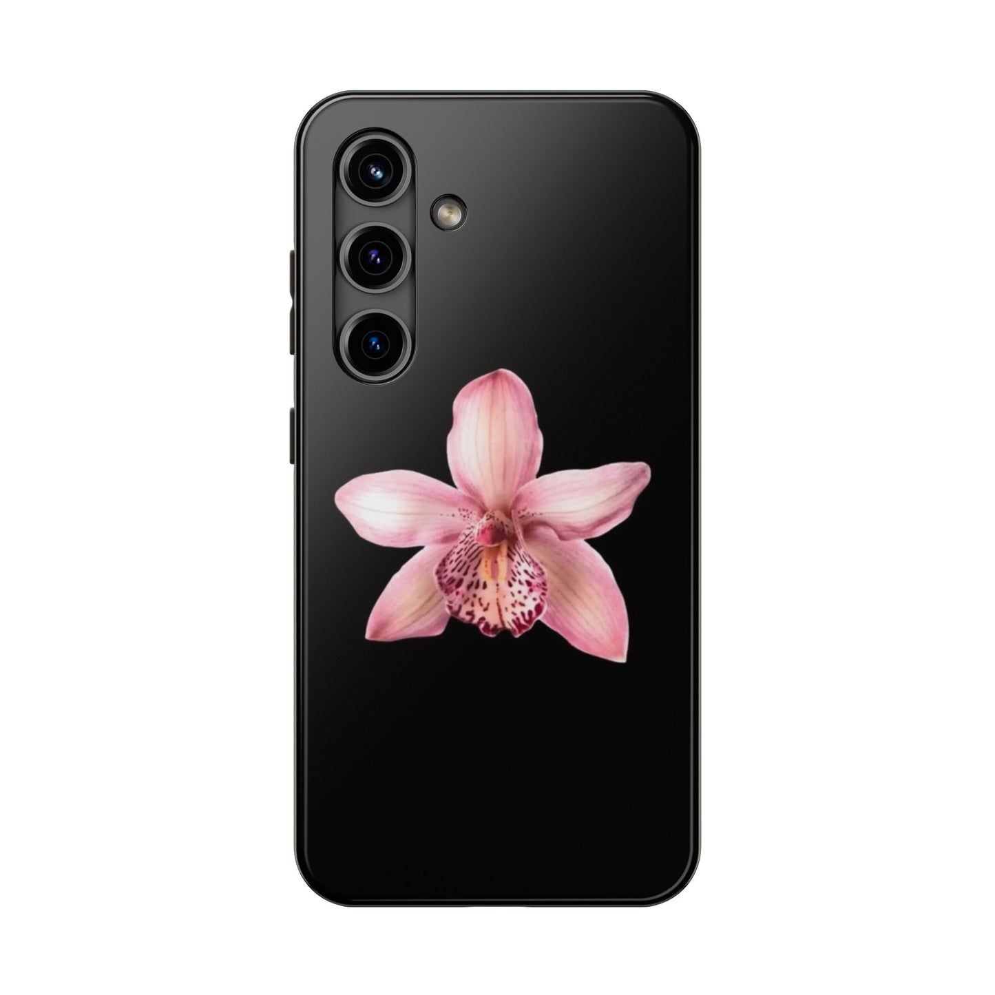 Realistic Orchid Flower with Black Background Glossy Phone Case
