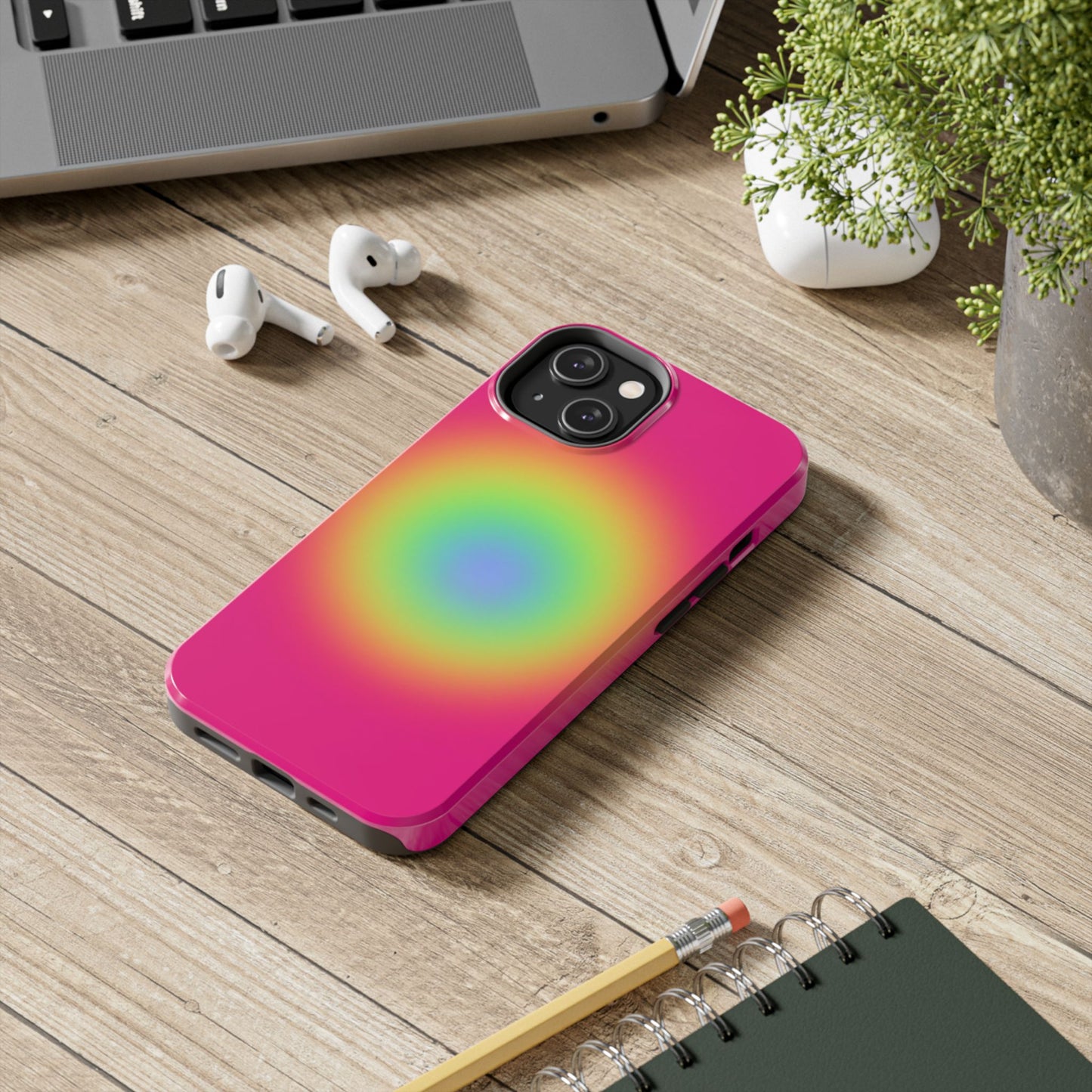 Pink Aura Phone Case, Pink, Yellow, Trendy, Clean Girl Aesthetic, Preppy, Glossy Phone Case
