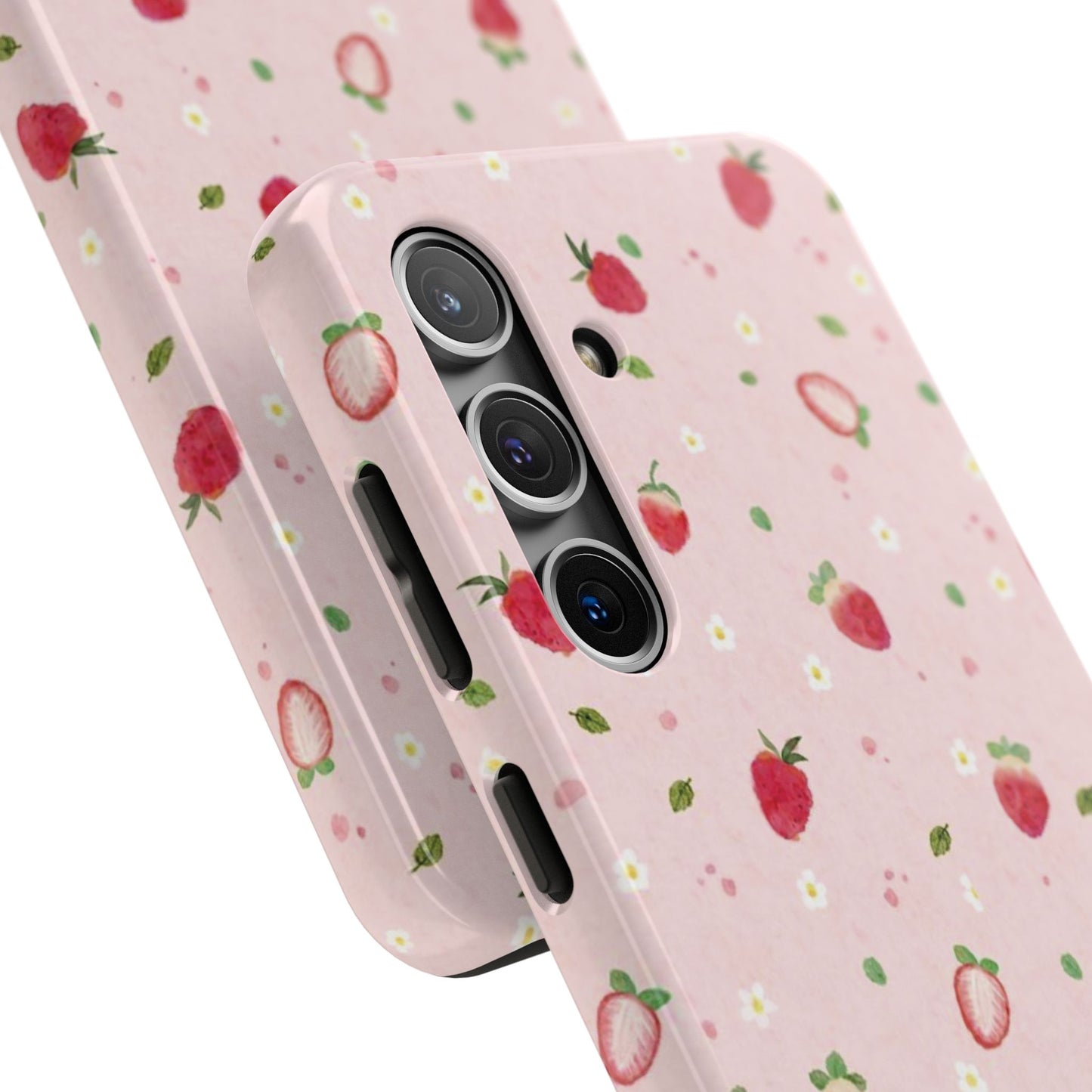 Strawberry Coquette Phone Case, Pink, Farmcore, Garden, Fairy, Spring Vibes, Fruit, Cute, Clean Girl, Glossy Phone Case
