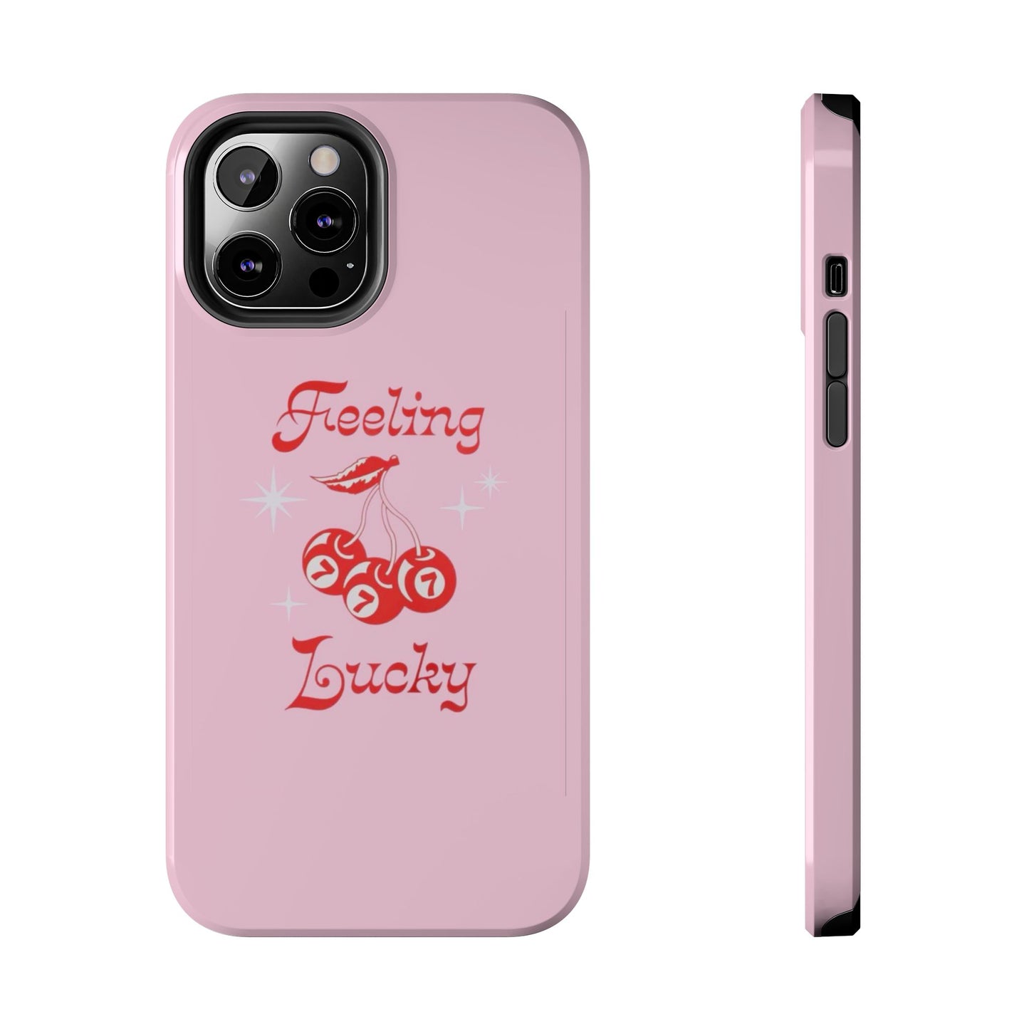Feeling Lucky Pink Aesthetic Glossy Phone Case, Affirmations