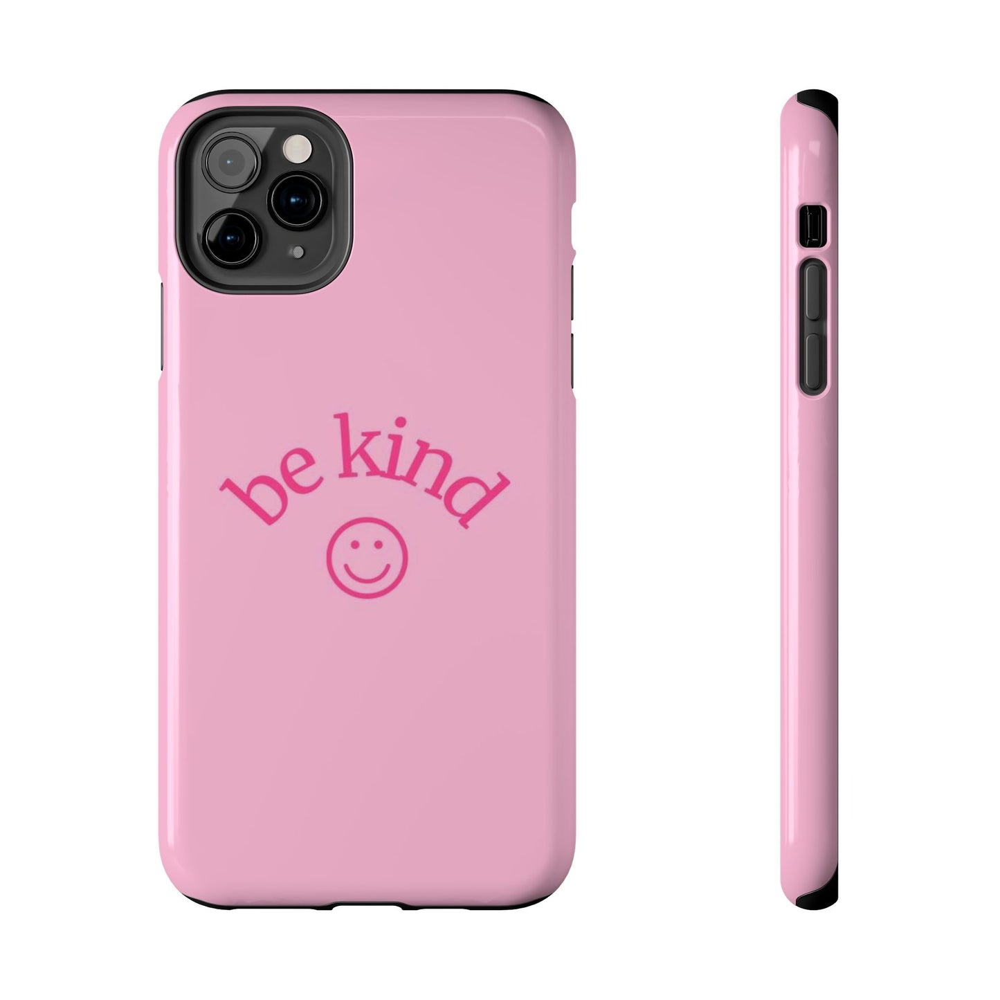 Be Kind Smiley Face Phone Case, Pink, Glossy