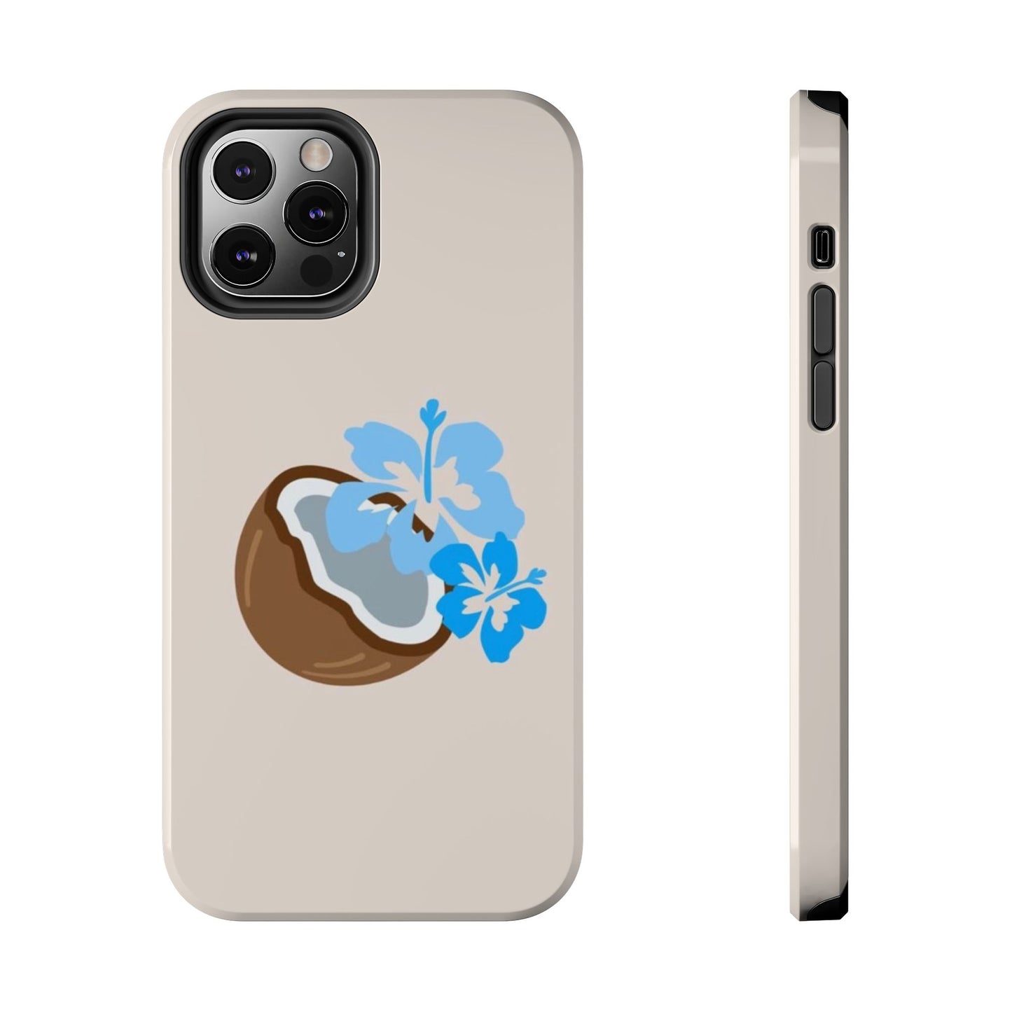 Hawaiian Cute Phone Case, Coconut, Hibiscus, Summery, Tropical, Clean Girl Aesthetic, Preppy, Glossy Phone Case