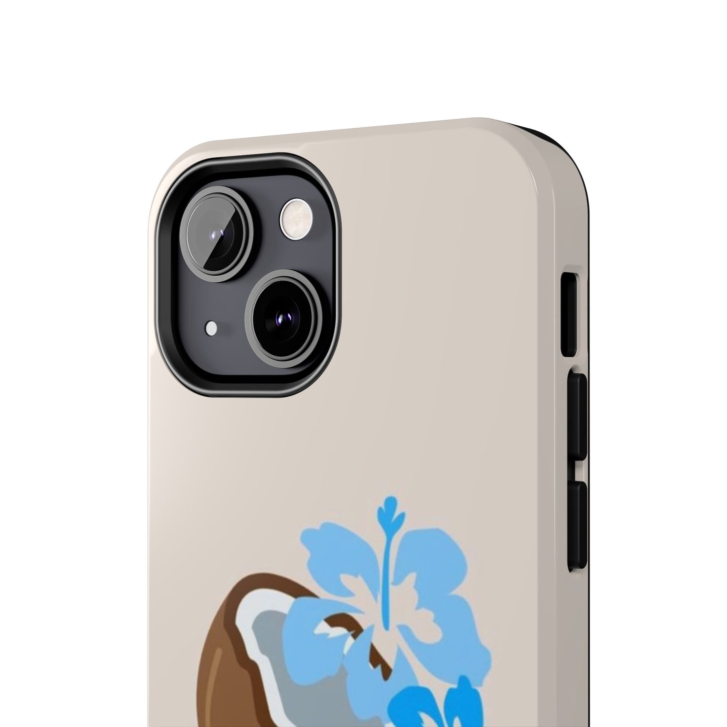 Hawaiian Cute Phone Case, Coconut, Hibiscus, Summery, Tropical, Clean Girl Aesthetic, Preppy, Glossy Phone Case