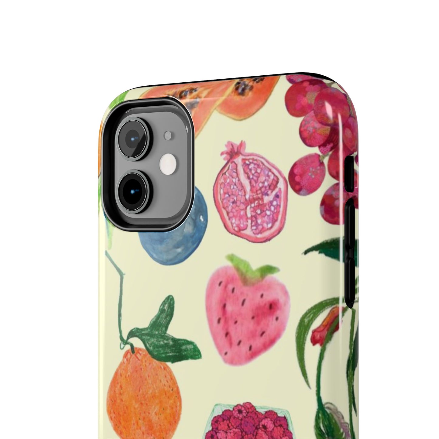 Fruit Print Phone Case, Yellow, Aesthetic, Hailey Bieber, Matilda Djerf, LA, Preppy, Clean Girl, Glossy Phone Case
