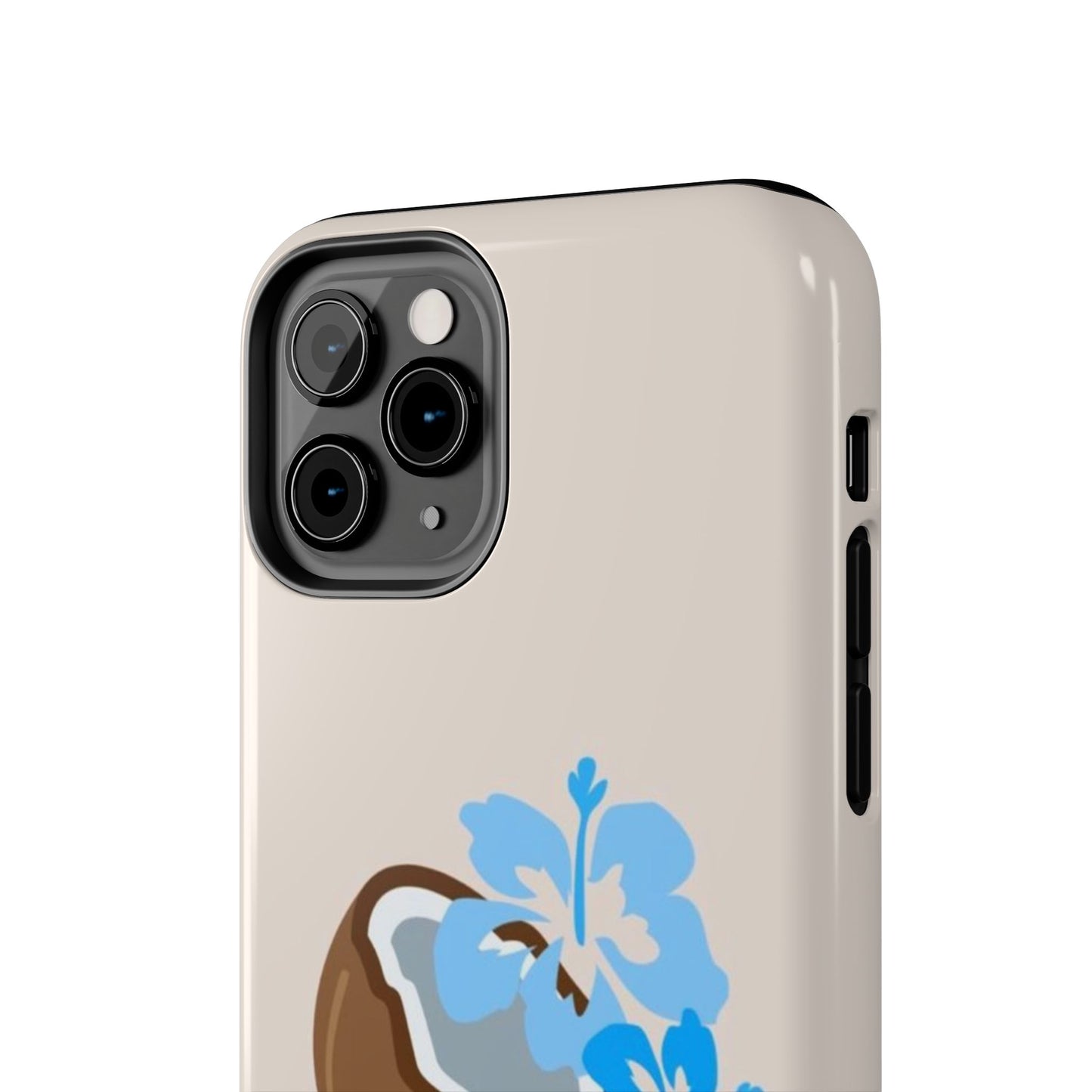 Hawaiian Cute Phone Case, Coconut, Hibiscus, Summery, Tropical, Clean Girl Aesthetic, Preppy, Glossy Phone Case