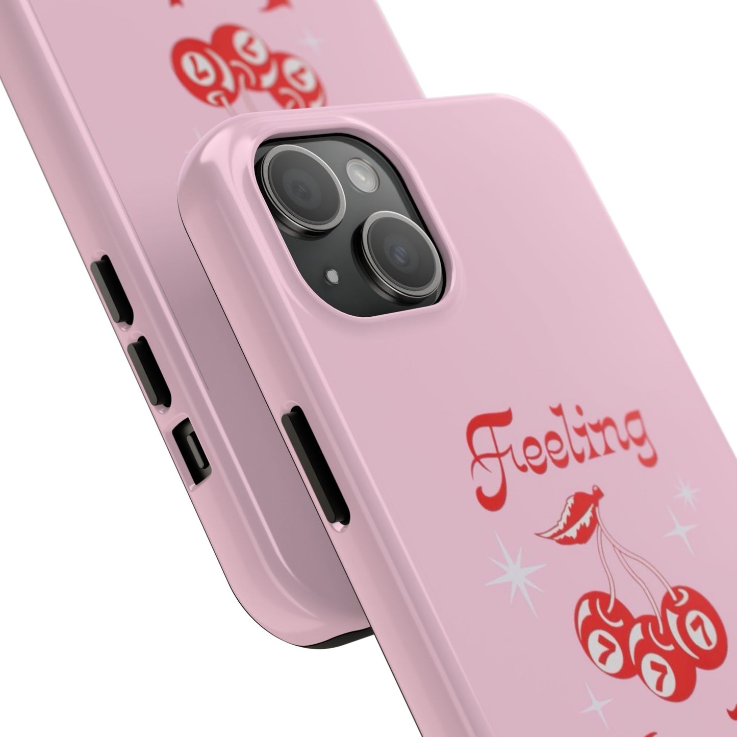 Feeling Lucky Pink Aesthetic Glossy Phone Case, Affirmations