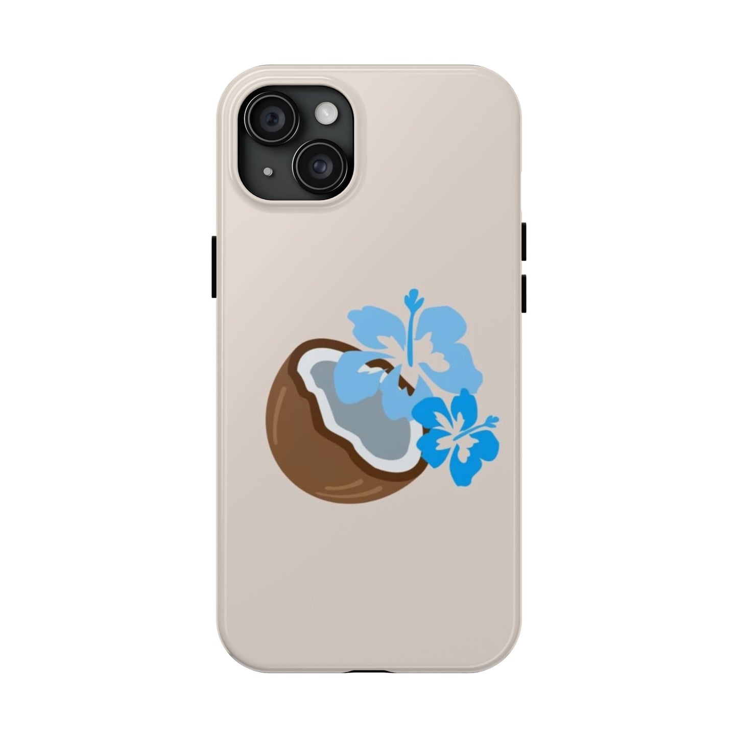 Hawaiian Cute Phone Case, Coconut, Hibiscus, Summery, Tropical, Clean Girl Aesthetic, Preppy, Glossy Phone Case