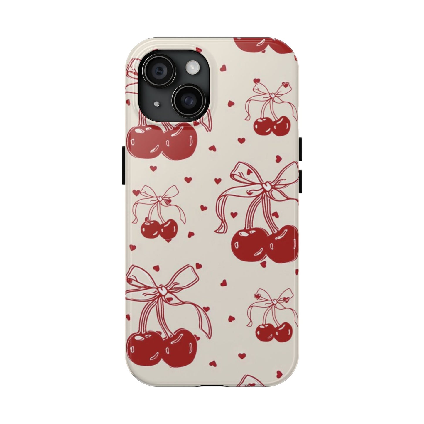 Red Cherry Pattern Fashion Aesthetic Glossy Phone Case