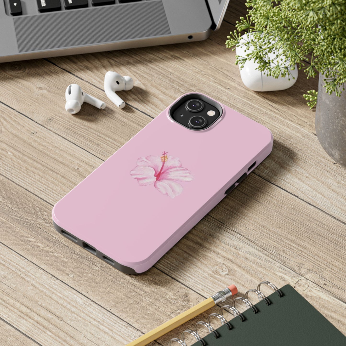 Hibiscus Flower Phone Case, Pink, Tropical, Hawaiin, Clean Girl Aesthetic, Preppy, Glossy Phone Case