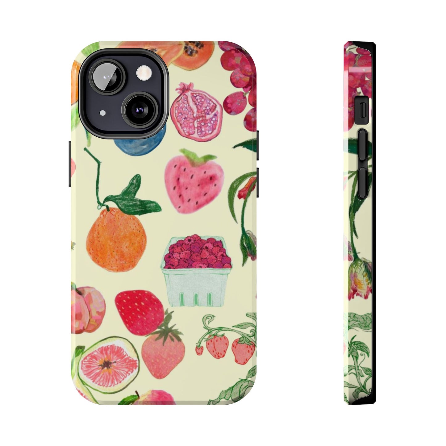 Fruit Print Phone Case, Yellow, Aesthetic, Hailey Bieber, Matilda Djerf, LA, Preppy, Clean Girl, Glossy Phone Case