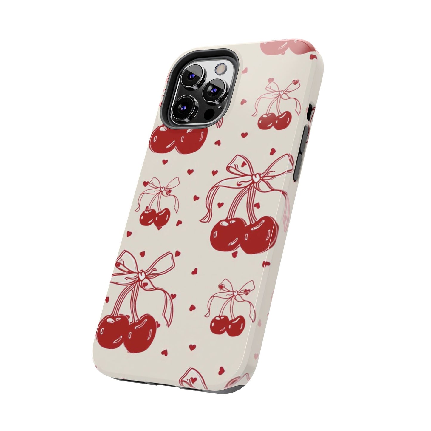 Red Cherry Pattern Fashion Aesthetic Glossy Phone Case