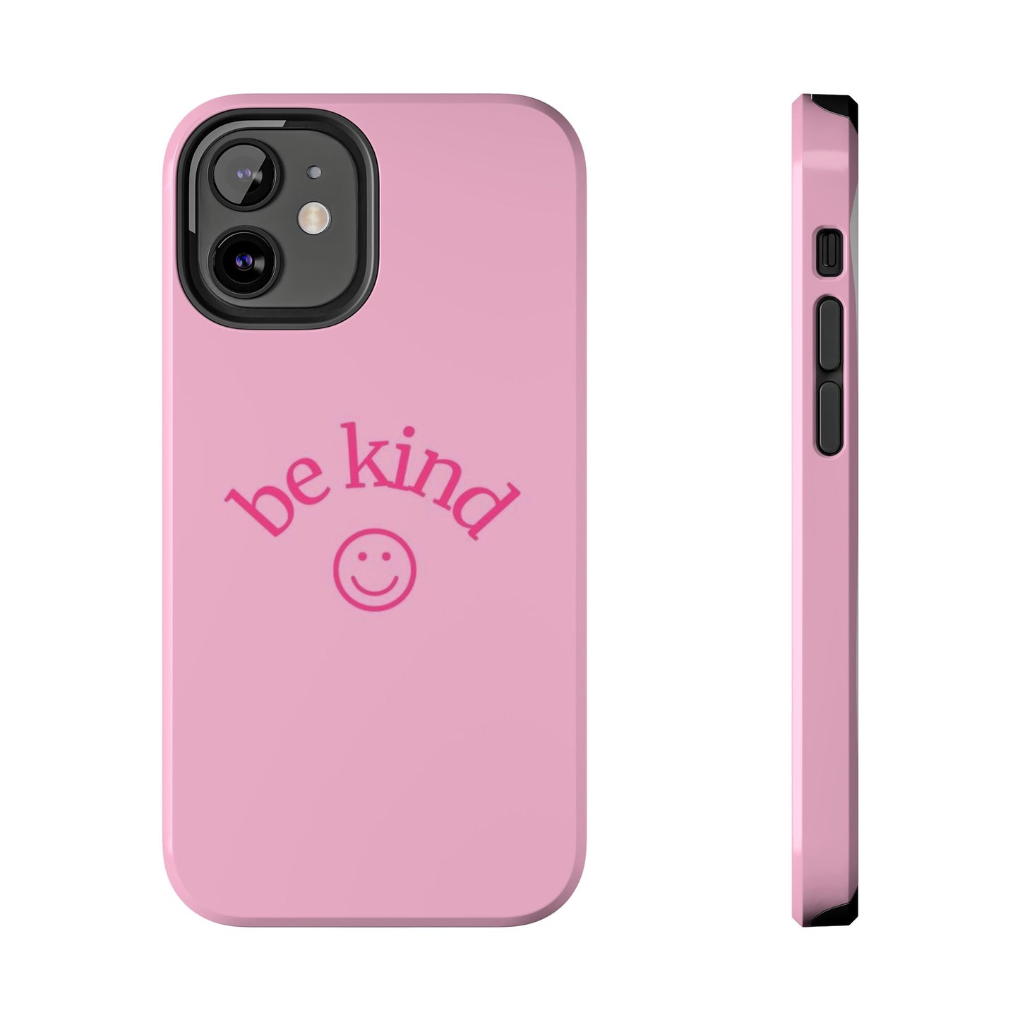 Be Kind Smiley Face Phone Case, Pink, Glossy